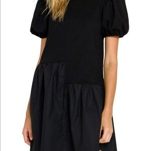 English Factory Black Knit Woven Mixed Dress